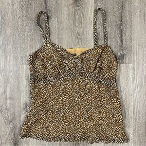NEW YORK & COMPANY Women’s Cami Size 15 Leopard Animal Print Blouse Top Y2K